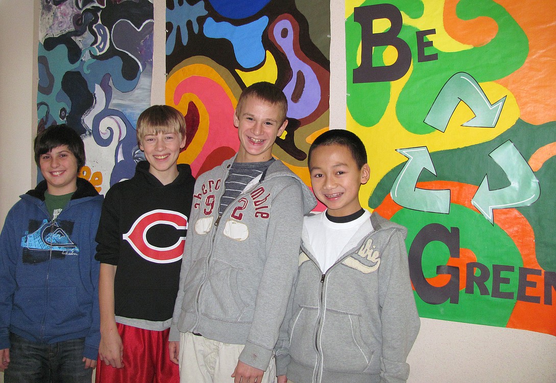 Skyridge Middle School seventh-graders, from left, Joey Emmet, Cooper McNatt, Michael Mattthews and Christian Nghiem attended a Green Schools Summit recently. They learned about additional ideas for resource conservation.