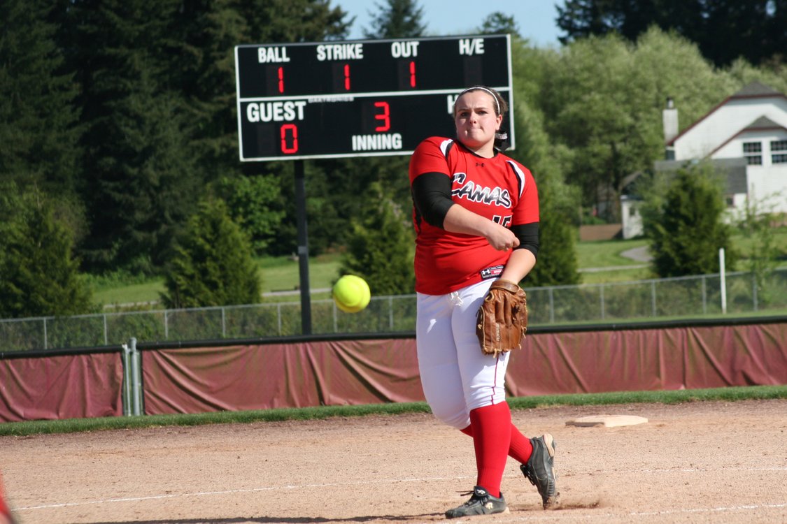 Katie Schroeder pitched a perfect game for the Papermakers Wednesday, at Camas High School.