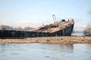 The World War II Liberty ship SS Davy Crockett suffered a significant structural failure this past week on the north shore of the Columbia River near Camas. Ballard Diving and Salvage hazardous response teams cleaned the ship of all imminent ecological threats, including oil and other industrial waste.