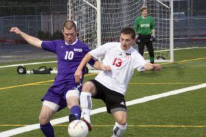 Parker Roland (13) knocked in two goals for the Papermaker boys soccer team March 29, at Doc Harris Stadium. Camas beat Columbia River 7-0.