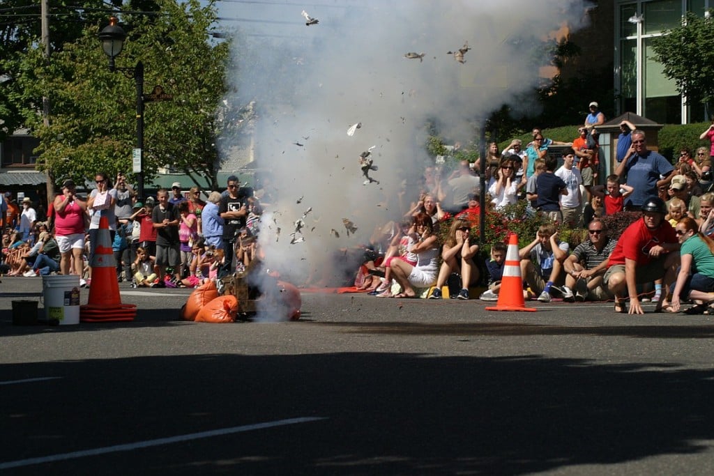 The Camas Days Grand Parade officially got underway with the firing of the cannon.