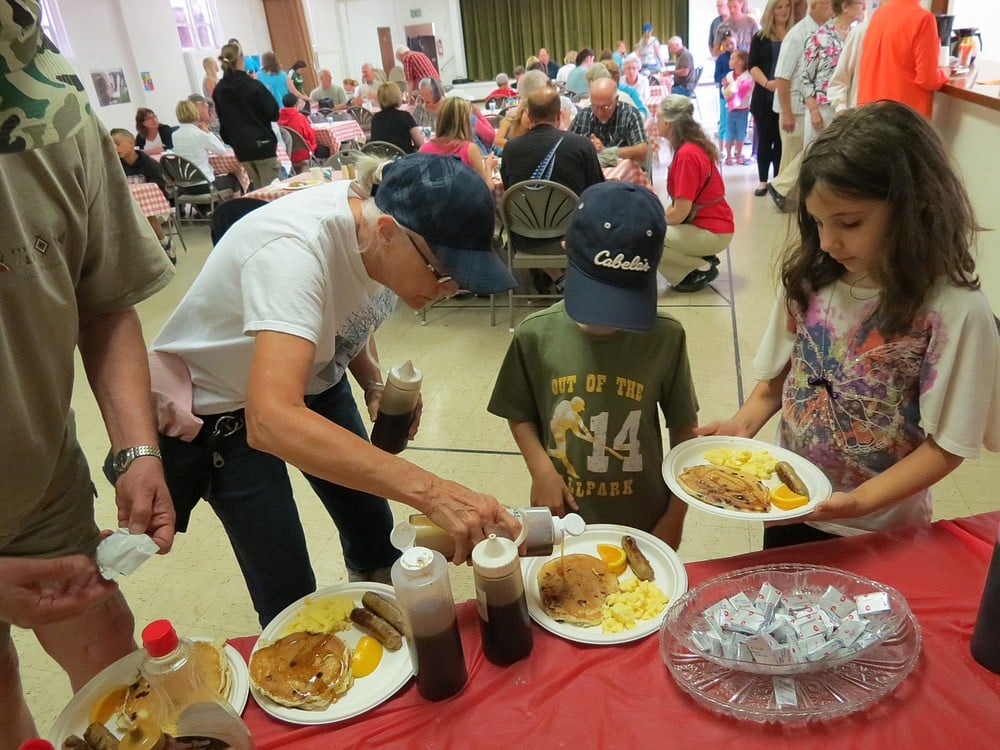 Families enjoyed scrambled eggs, sausages and blueberry pancakes Saturday, at Camas United Methodist Church.