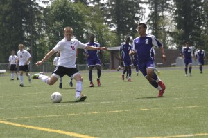 Drew White of Camas delivered on defense for U-18 national champion EastSide United FC Liverpool.