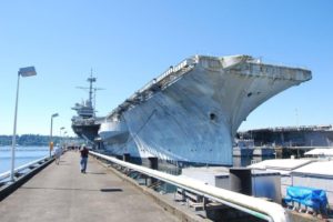 The USS Ranger CV-61, "The Top Gun of the Pacific Fleet," built in Newport News, Va., was first commissioned in August 1957. It is 1,071 feet long, weighs 88,000 tons, and extends 271 feet at its widest point.  In its day it could hold a crew of 5,600. The massive aircraft carrier will soon have a new home along the Columbia River in Fairview, Ore.