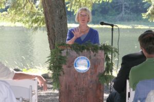 U.S. Sen. Patty Murray spoke to a group of approximately 80 people who gathered for the dedication of Fallen Leaf Lake Park in Camas.