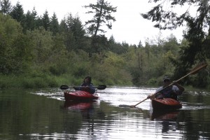 Don Barron (right), owner of Lacamas Canoe & Kayak, helps lead an excursion on Lacamas Lake on Monday.  Barron opened the rental, class and excursion facility at Heritage Park in Camas in June 2009. He also owns RiverTrails in Troutdale, Ore.