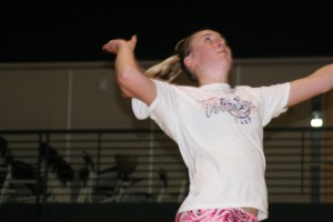 Stefani Sorensen puts the hammer down for the Papermaker volleyball team during practice.
