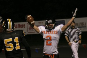 Sam O'Hara roars loudly after catching the touchdown pass that led the Panthers to a 10-7 victory over Hudson's Bay High School.