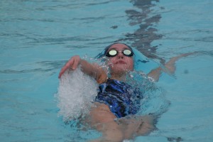 Julia Sanders makes waves for Camas-North County in the pool, Thursday.