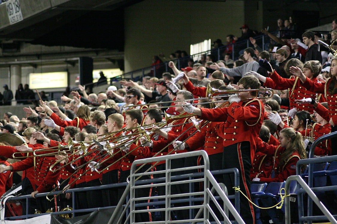 The Camas crowd awaits the returning kickoff after the Papermakers scored a touchdown.