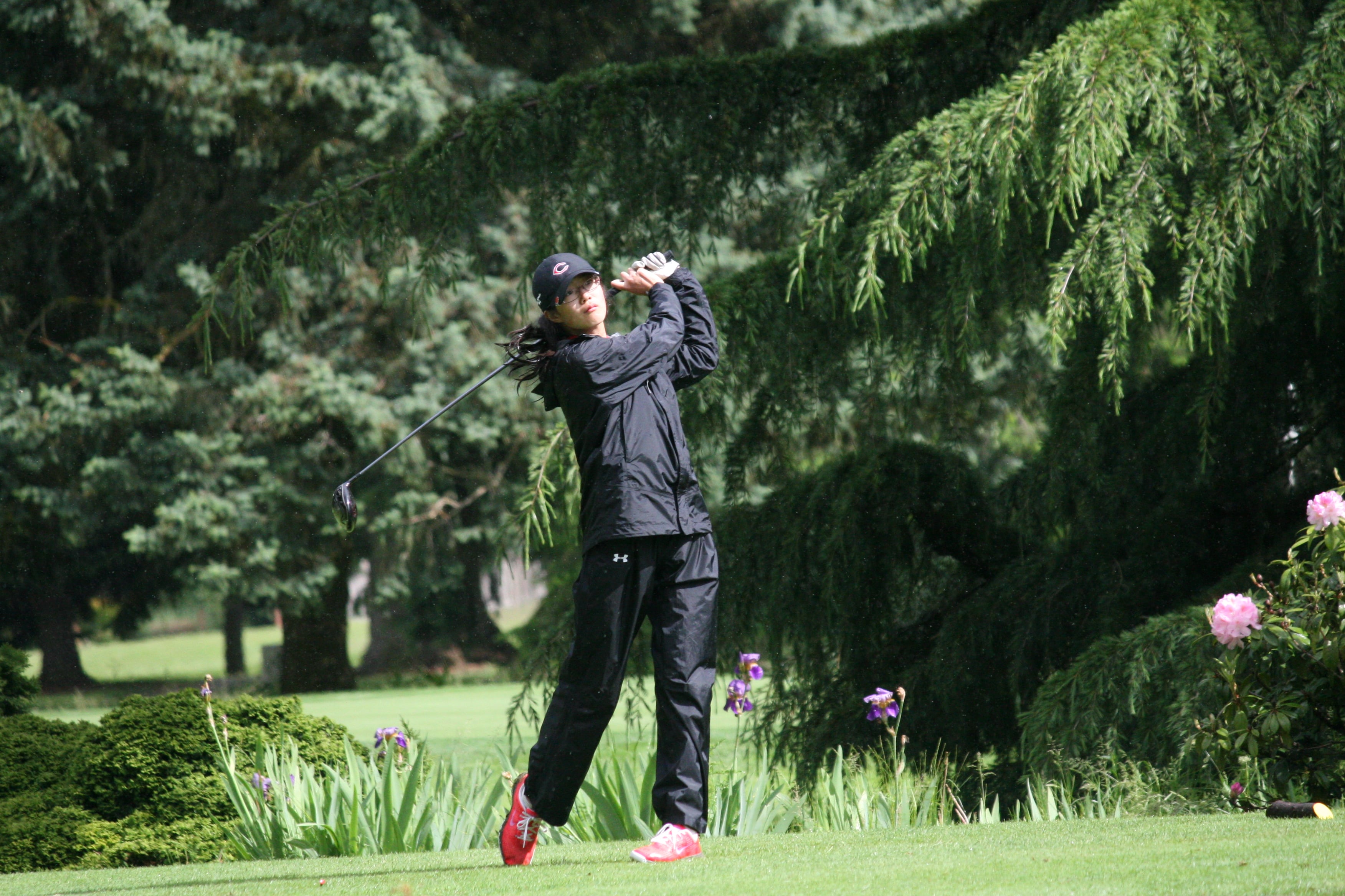 Connie Wang finishes strong for the Papermakers on the 18th hole Wednesday, at Green Meadows.
