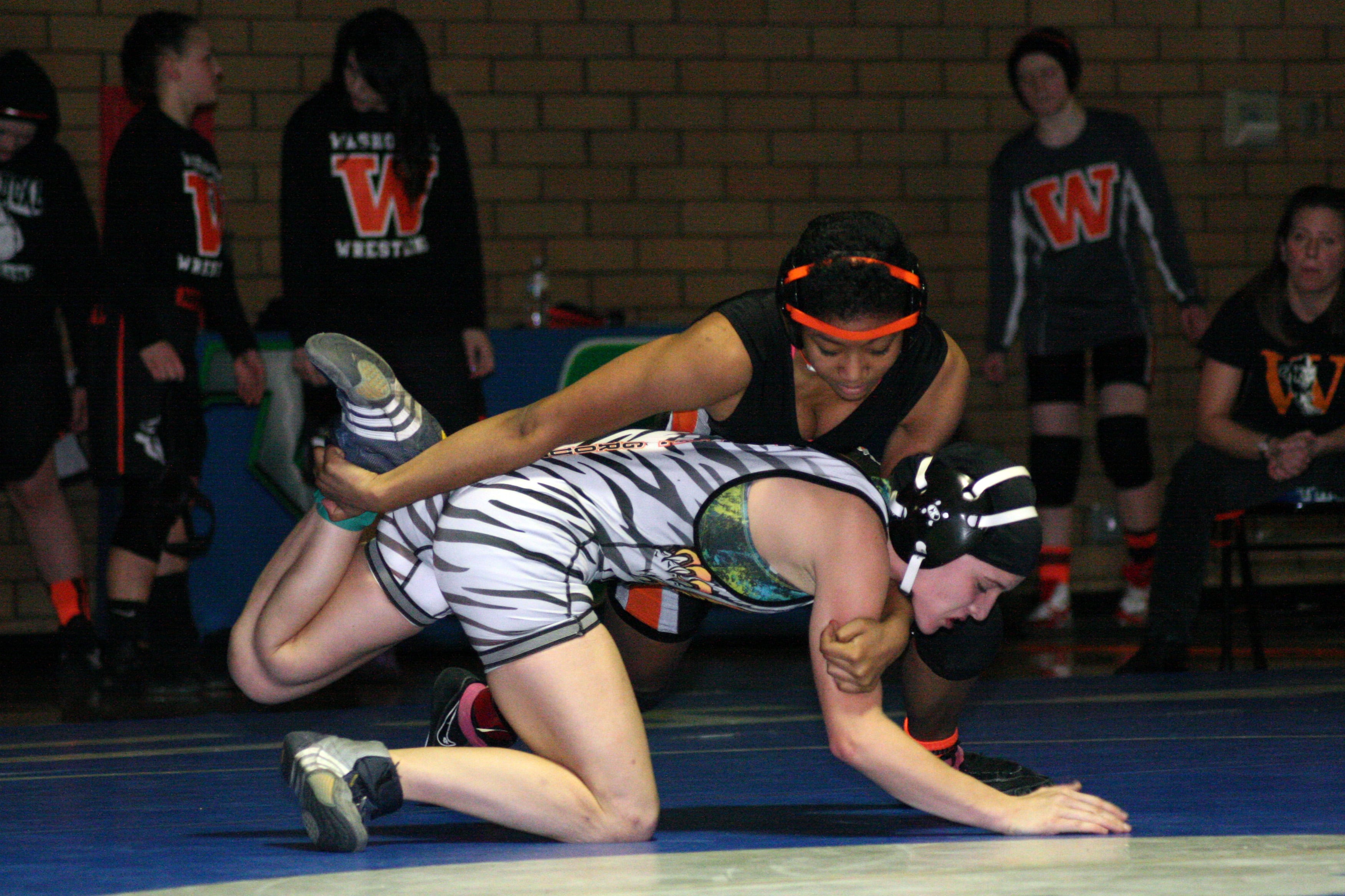 Emily Alder-Storm took second place at 112 pounds for Washougal.