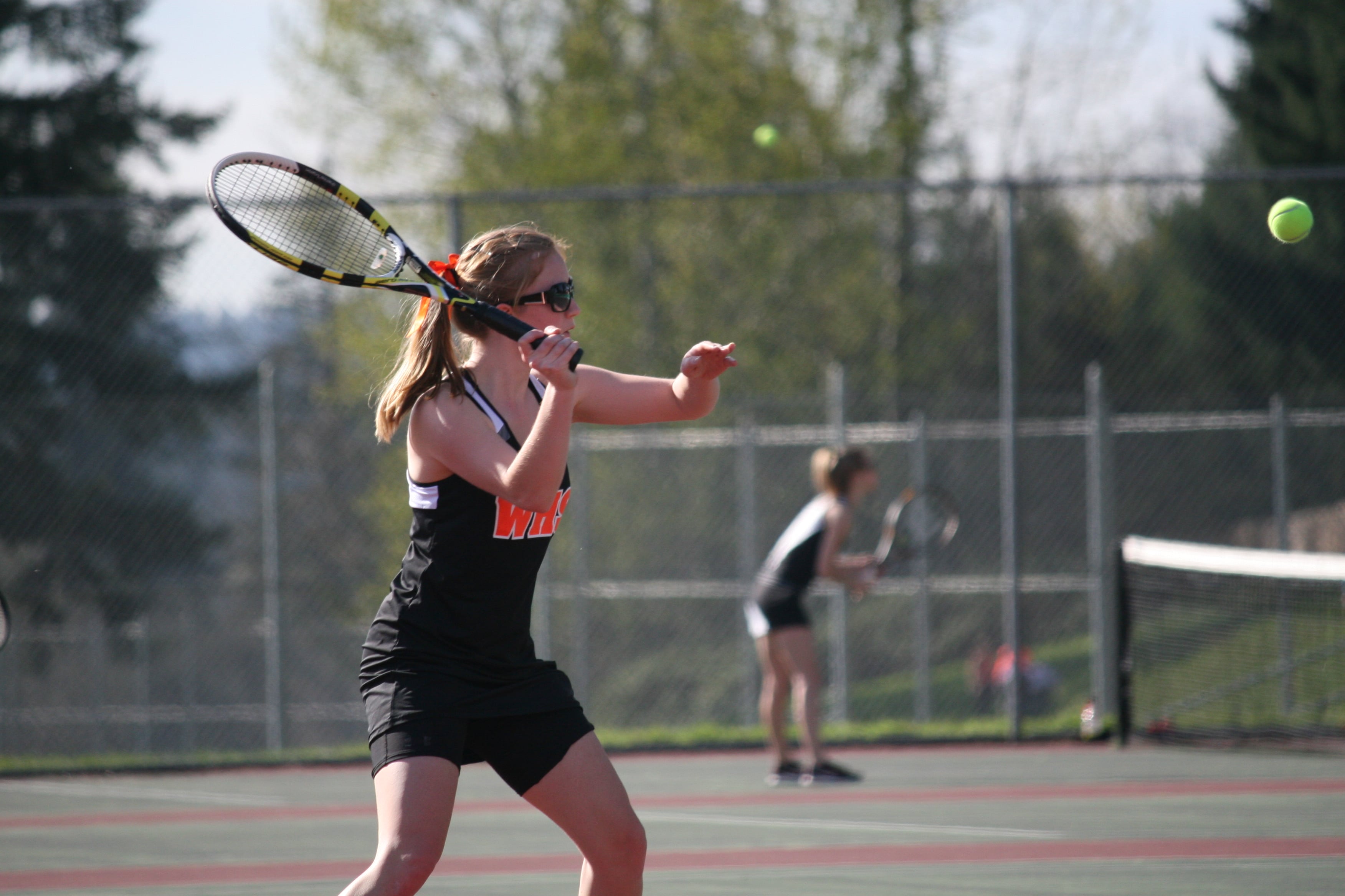 Maddie Gregory puts a little power behind her shot for the Panthers.