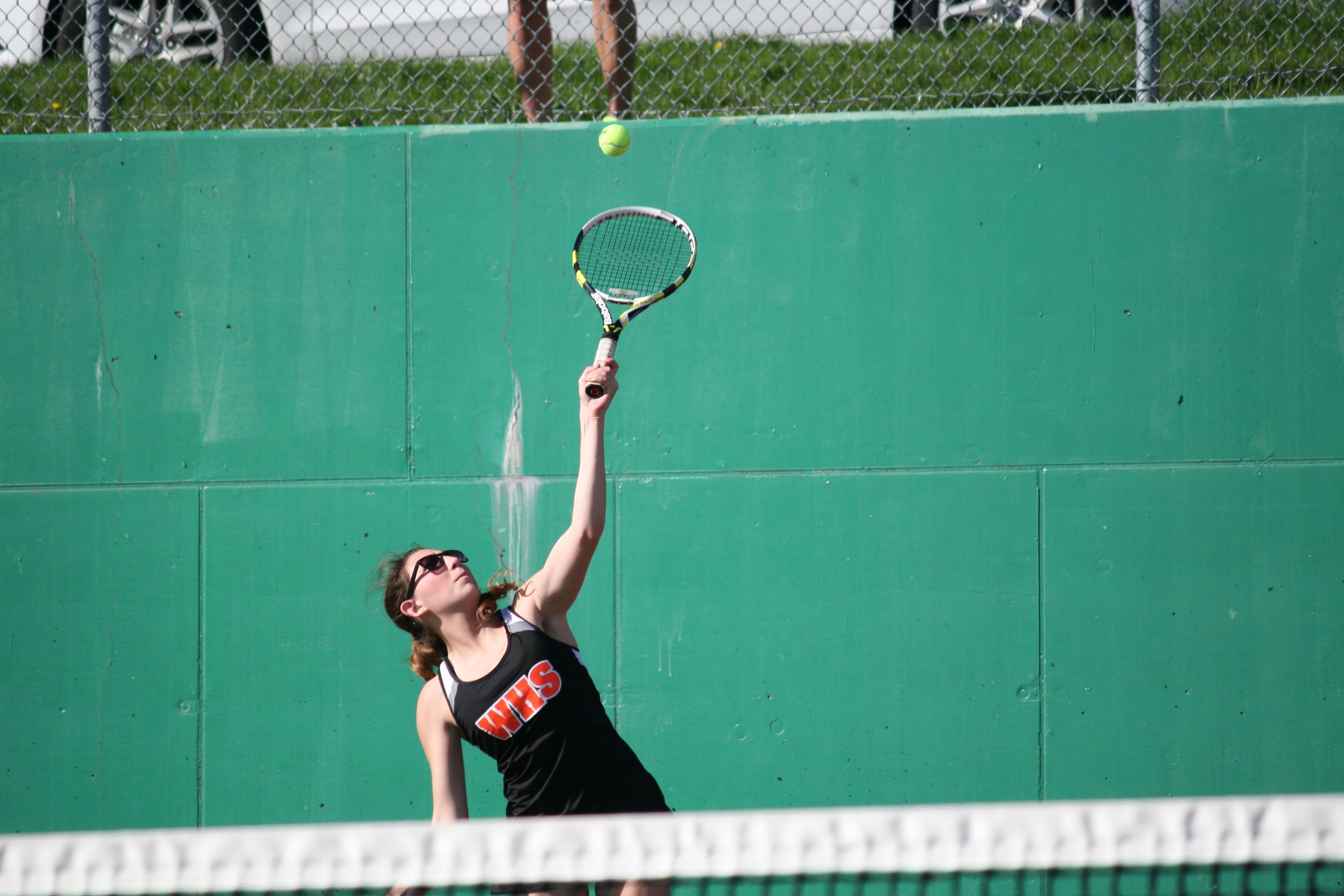 Haley Briggs hits an overhand for the Panthers.