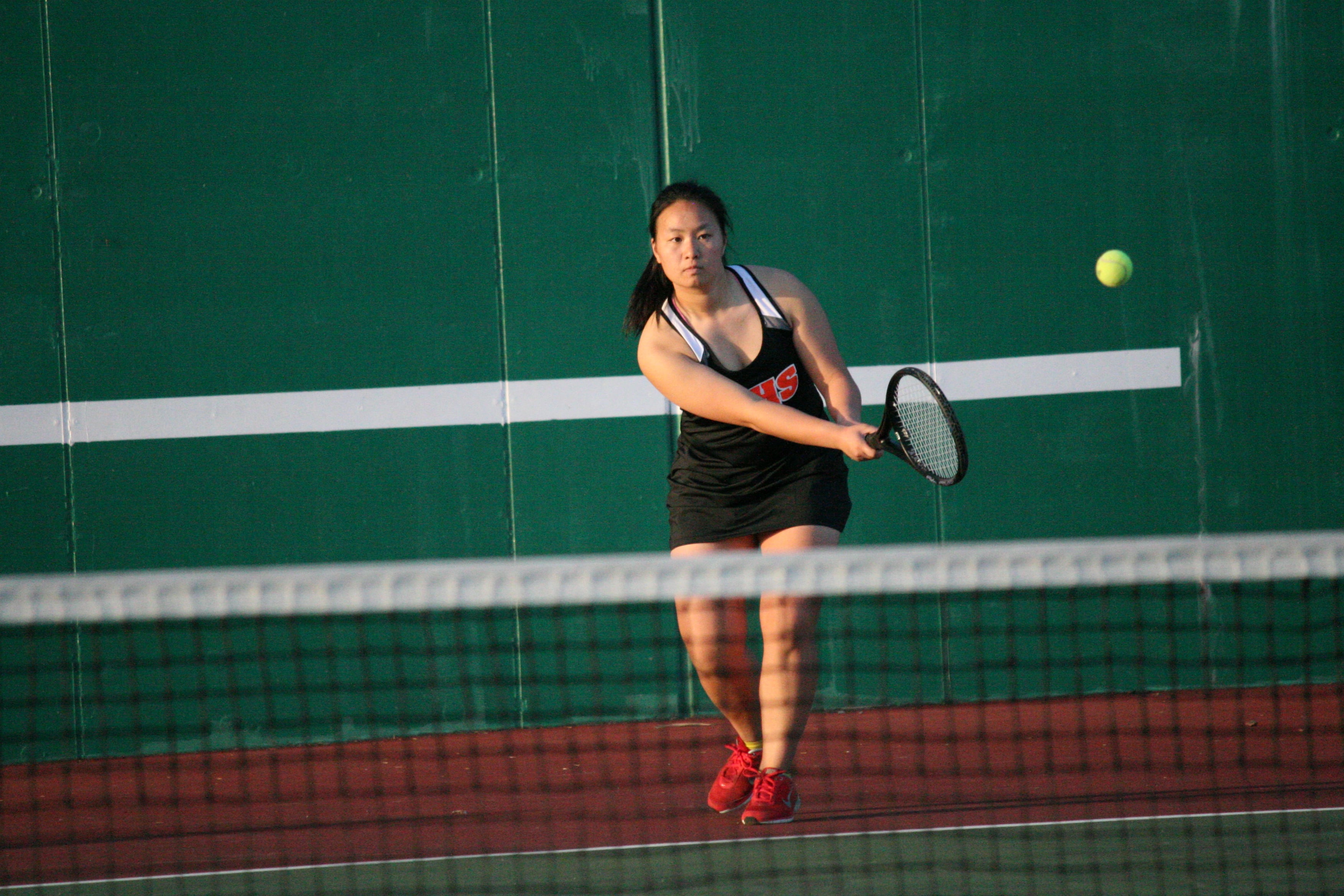 Kat Moua picks up the serve for the Panthers.