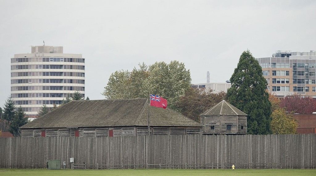 Downtown Vancouver rises behind the Fort Vancouver National Historic Site. At least we actually have a fort.