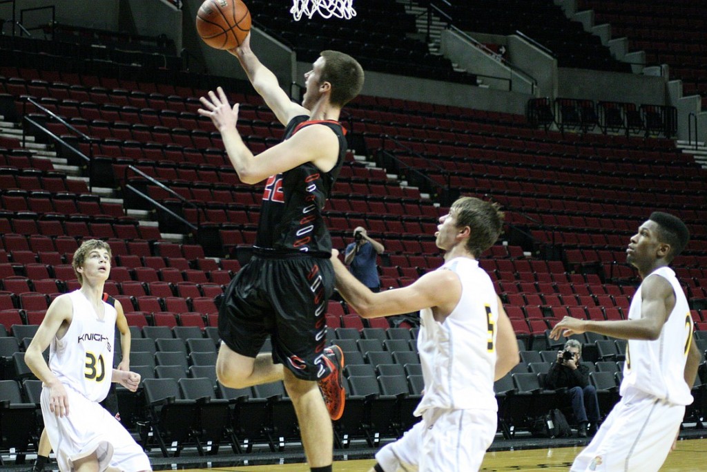 Camas High School senior Jordan Lenard scored 6 points in the game played at the Moda Center on Friday.