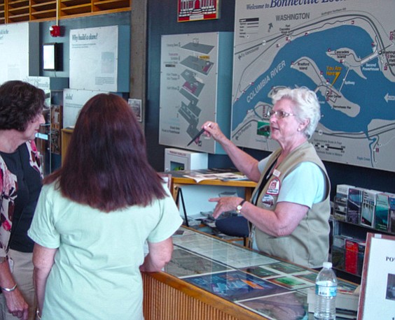 Volunteers at Bonneville Lock and Dam meet visitors from all over the world. There are a variety of jobs for people with different skill sets, according to Claudia Round, volunteer coordinator.