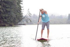 Travis Fuhrer takes a Sweetwood Paddleboard for a spin at Lacamas Lake. This is just a taste of the activities in store for the World Paddleboard Association's Salmon Classic Aug. 31, in Washougal.