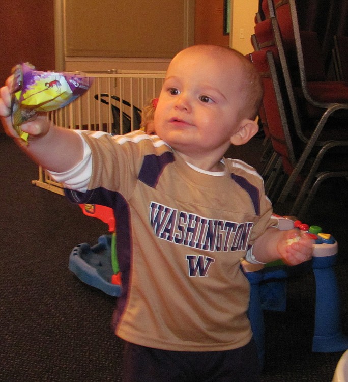 Jake Carter, 13 months, comes to play park with his dad, Steve.