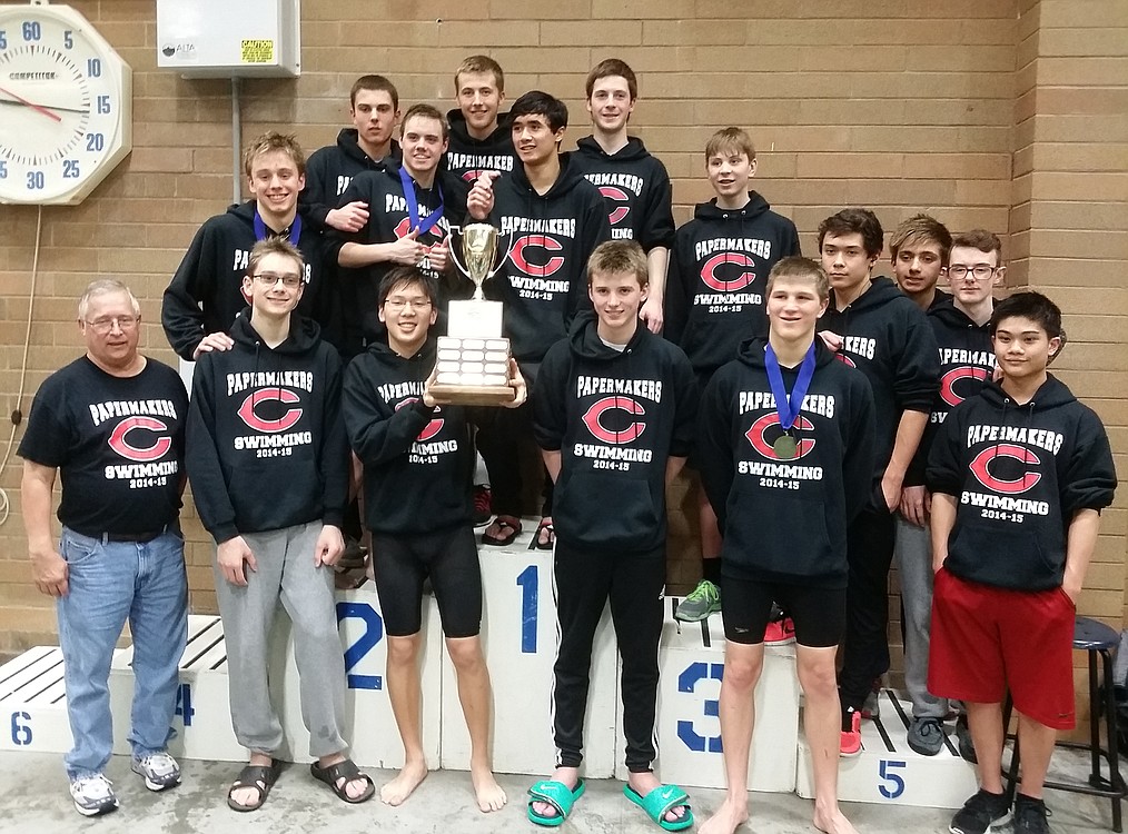 The Camas boys swimming team captured the 4A district championship by a 153-point margin Saturday, in Kelso.
