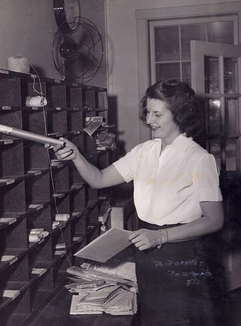 London served in the Navy during World War II. Here, she works as a postal clerk at a base in South Florida.