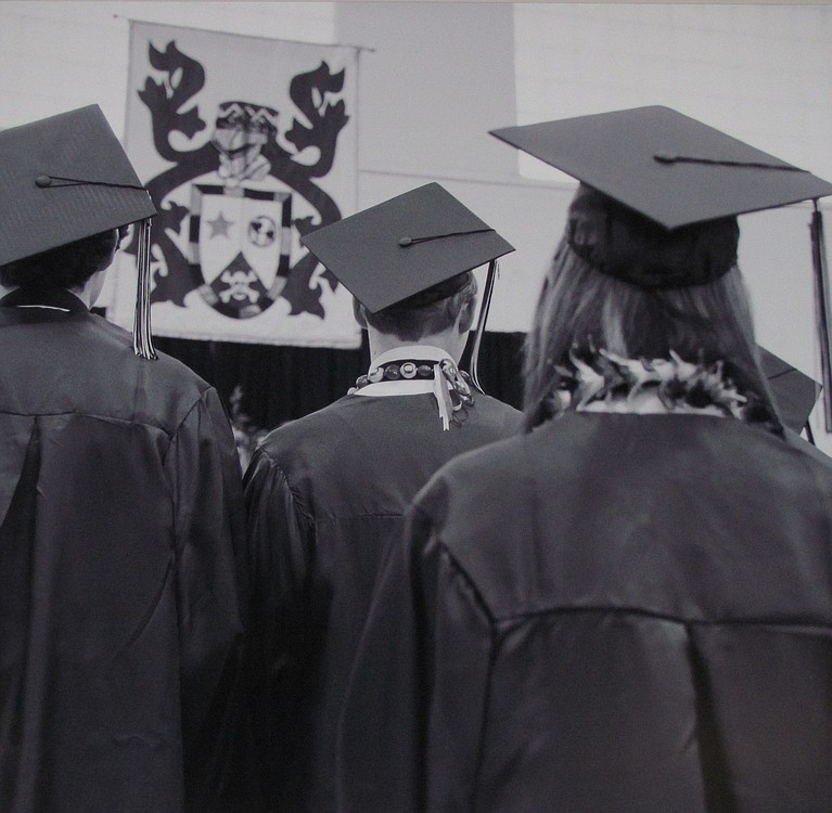 This piece, taken at the 2014 commencement ceremony, represents Hayes Freedom students moving forward with life and the possibilities that lie ahead.