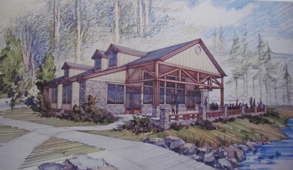 Image courtesy of the City of Camas
Pictured is a rendering created by Architect's Associative of the future 5,000 square foot Lacamas Lake Lodge and Conference Center, which will be built on the site formerly occupied by the Camas Moose Lodge. The building and 5-acre parcel of property were purchased by the city of Camas in 2000. City work crews are planning to demolish the building during the first week in April, to make way for the new facility. Construction on the $1.9 million project could get underway in June.