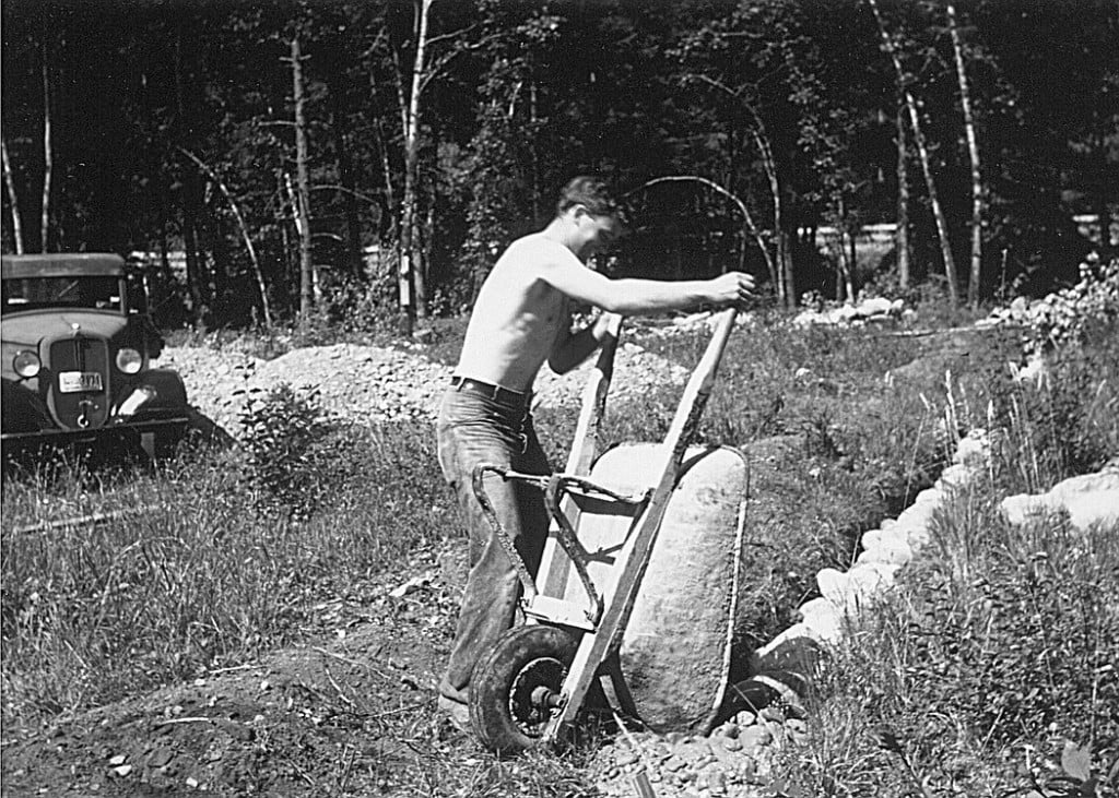 Ed Margeson (above) works on the Wagon Wheel Park construction site in 1947. Owned by Pat Mason, a concert promoter, it was completed in 1948 and became a popular spot particularly on Saturday nights when touring bands performed.