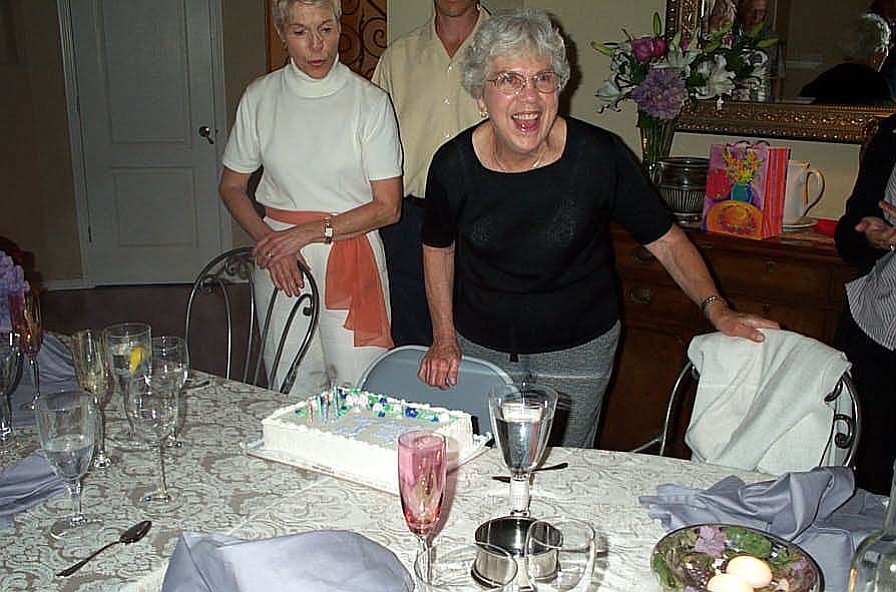 Snoey loved social gatherings, especially those that brought her family together. Here, she celebrates her 80th birthday.