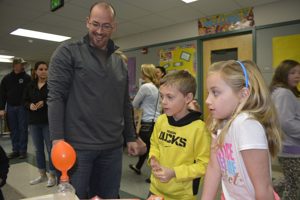 Connor and Gabby McCormick were joined by their dad, John, during Family Science Night at Cape Horn-Skye Elementary School.