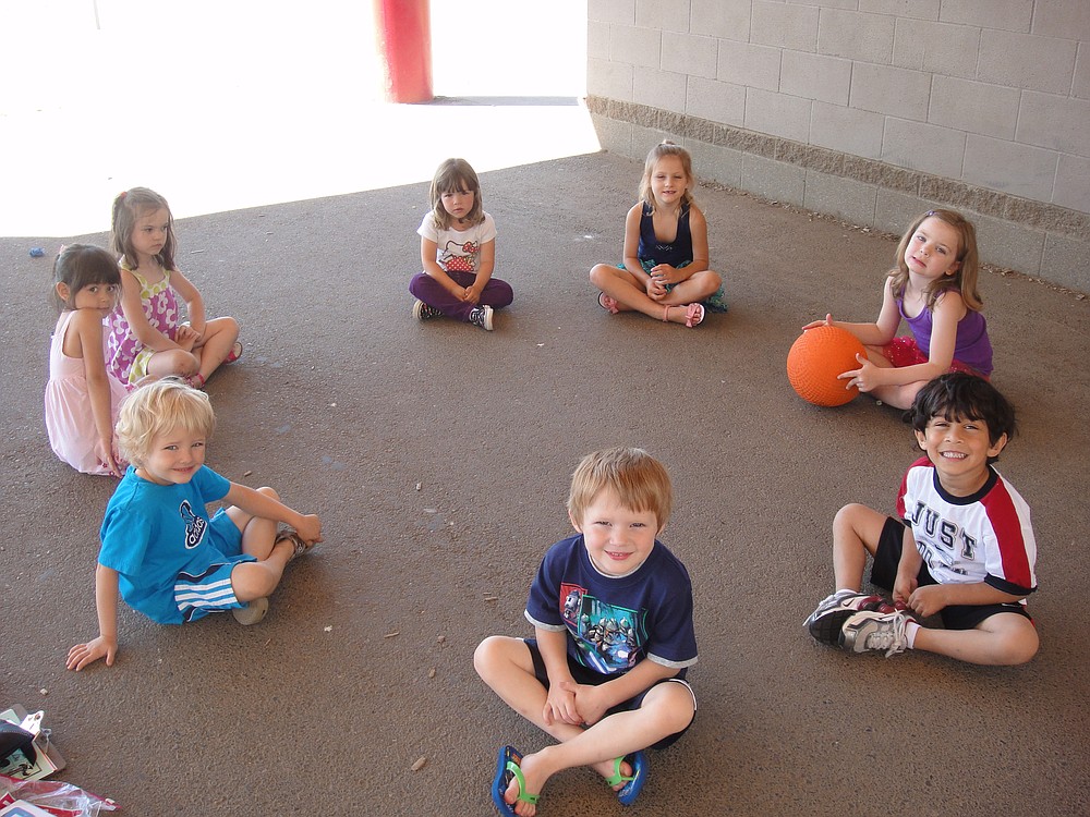 A group of young campers enjoy one of the outdoor activities at a Camas Community Education camp.