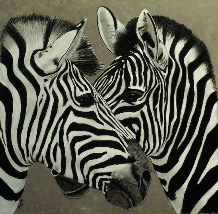 These zebras were created using pastel paints on suedeboard.