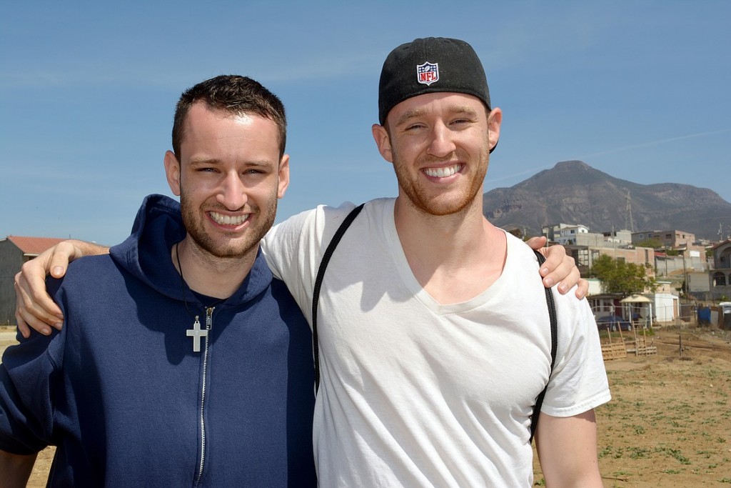 James and Paul Heberling stand for a photo at the build site in Baja, Mexico.