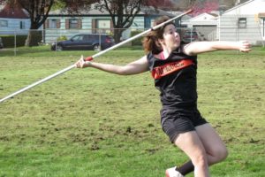 Mackenzie Pfeifer finished first for Washougal in the javelin with a throw of 103 feet, 10 inches at the Al McKee Invitational Saturday, at Stevenson High School.