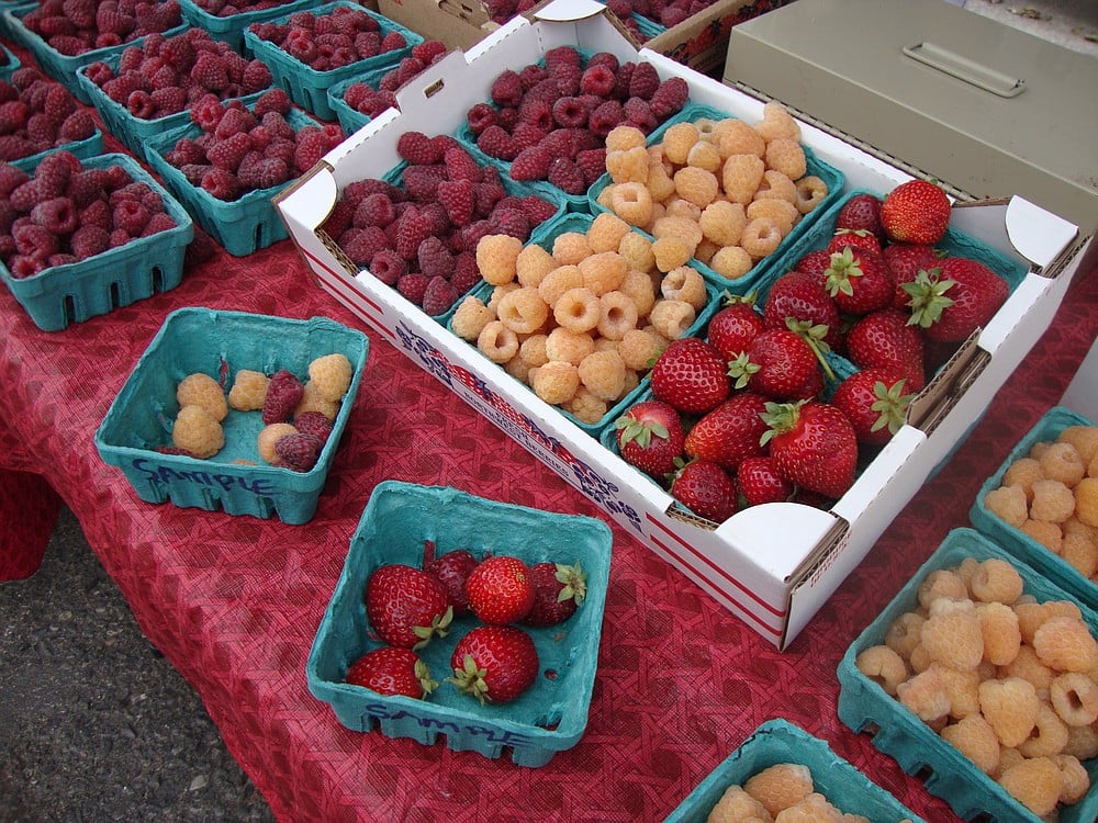 Beautiful berries of all kinds can be found at the market.