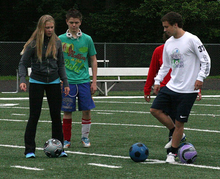 Participants on the Camas Unified Soccer team work together during practices and games. The program helps special education and general education students get to know each other in a team setting.