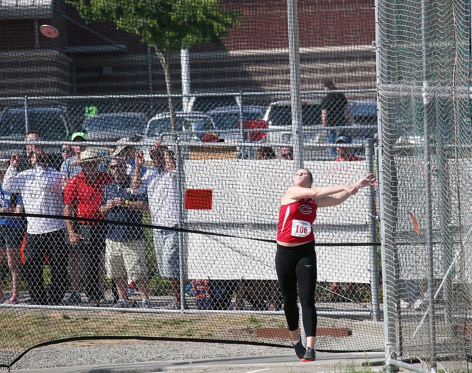 Nikki Corbett clinched the state discus championship for Camas with her first throw of 137-9 Thursday, at Mt. Tahoma High School, in Tacoma. She also earned sixth place in the shot put Friday.