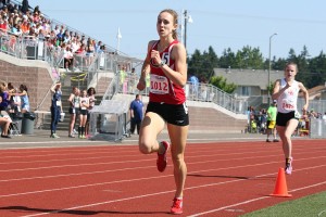 Alexa Efraimson kicks to the 800-meter state championship Saturday, at Mt. Tahoma High School in Tacoma. The CHS junior also won the 1,600 state title with a national record-breaking time of 4:33.29. See video at www.camaspostrecord.com.