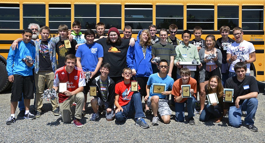 Camas students are all smiles after faring well at their first-ever robotics "dragster" invitational at the South Sound STEM Robotics Invite in Olympia.