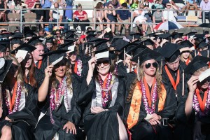 Sunglasses or graduation ceremony programs were used to shield graduates and spectators eyes from the sun. The high temperature in Washougal Saturday was 76 degrees.