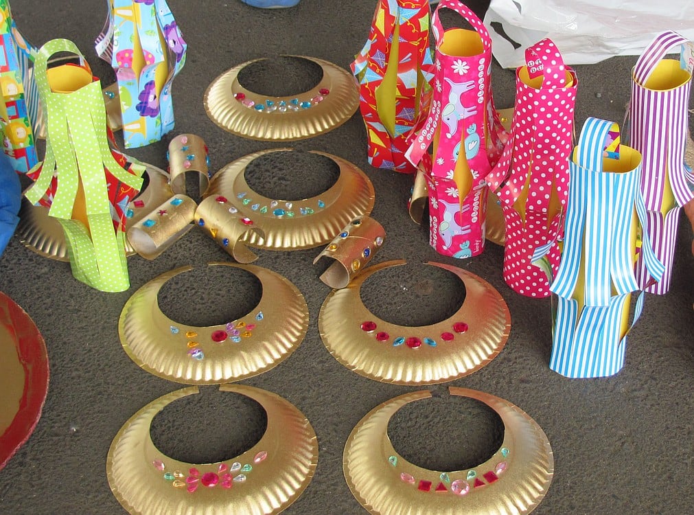 Handmade goods ranged from jewelry and lanterns, pictured above, to perfume and small figurines. Cost of materials could not exceed $10 and recycled materials were encouraged.