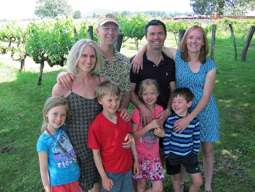 Multiple generations of the English family live at English Estate Winery. They include Kristin Dowling and Vance Corum, with their children Zia and Quinn, and Jennifer English Wallenberg and her husband Fredrik, with their children Madeleine and Andrew.
