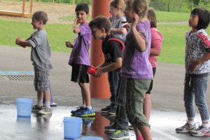 Schools use several methods to encourage students to exercise. Here, children at Grass Valley Elementary participate in a game during field day.