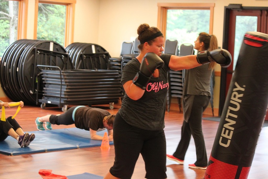 Stephens said the punching bag is among her students' favorite activities in the metabolic conditioning class. This summer, she will incorporate activities using playground equipment at the nearby Heritage Park into the workouts.