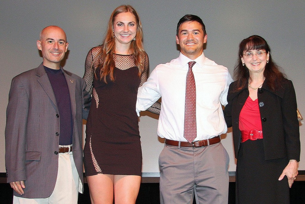 EWU basketball player and CHS graduate Melissa Williams (second from left) and EWU track and field athlete Jordan Arakawa (second from right) are pictured with Athletic Director Bill Chaves and EWU President Dr. Mary Cullinan. Williams and Arkawa were recently presented with the Big Sky Conference Scholar-Athlete Award.