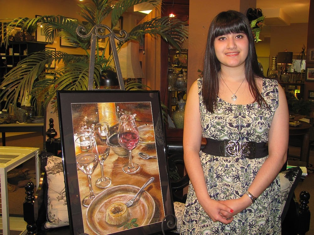 Azita Footohi's painting "Restaurant Wine Glasses," won the grand prize at the Camtown Youth Festival this year. It is on display at the Ballard & Call gallery in downtown Camas.