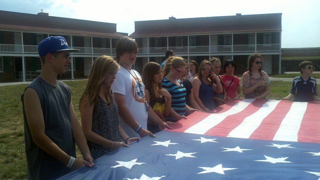 Teens from Jemtegaard and Canyon Creek middle schools had the opportunity to retire the flag at Fort McHenry. The location was the inspiration for the writing of "The Star Spangled Banner."