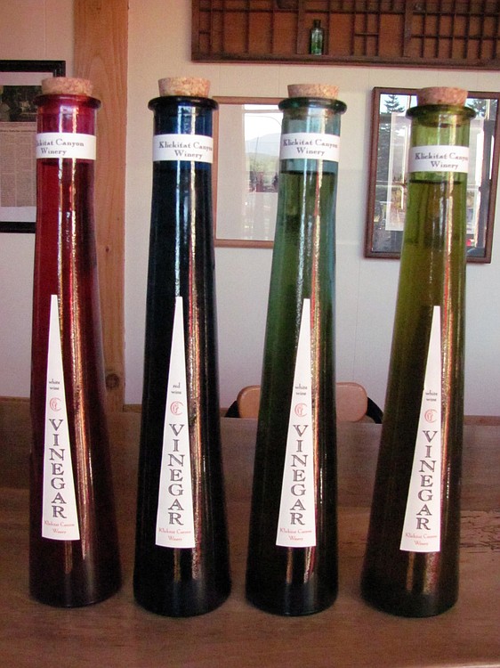 Klickitat Canyon Winery sells vinegars in addition to wine. The bottles are made of recycled glass.