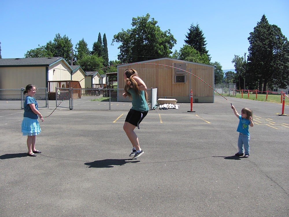 After eating lunch at Hathaway Elmentary School, all students are invited to participate in a variety of activities, which are led by volunteers from local churches. "We have adults out here to help lead games, hold jump ropes, lead arts and crafts projects and even just push kids on the swings," said Tudor.